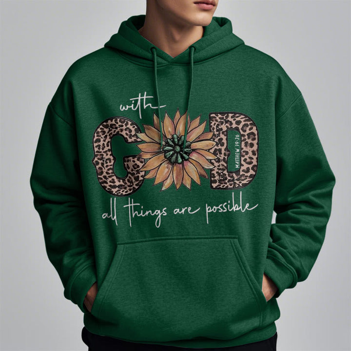 Christianartworkshop Zitat-Stil Mit Gott sind alle Dinge möglich Fleece-gefütterter Polyester-Kapuzenpullover