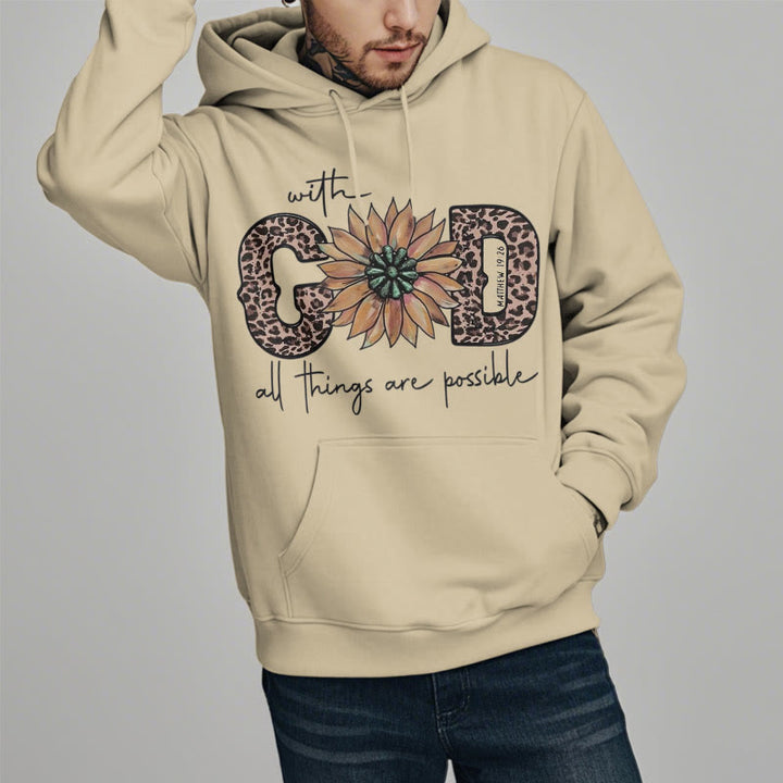 Christianartworkshop Zitat-Stil Mit Gott sind alle Dinge möglich Fleece-gefütterter Polyester-Kapuzenpullover