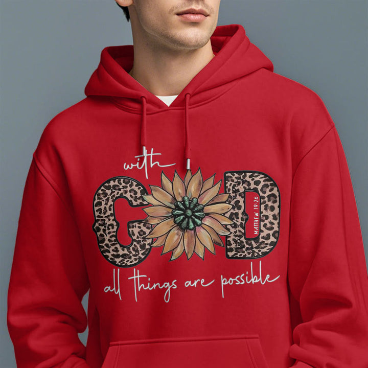 Christianartworkshop Zitat-Stil Mit Gott sind alle Dinge möglich Fleece-gefütterter Polyester-Kapuzenpullover