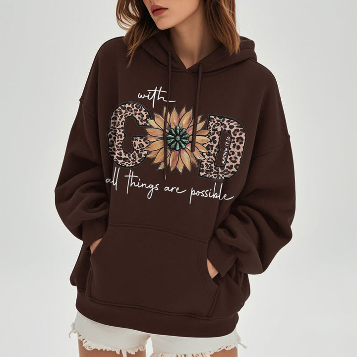 Christianartworkshop Zitat-Stil Mit Gott sind alle Dinge möglich Fleece-gefütterter Polyester-Kapuzenpullover