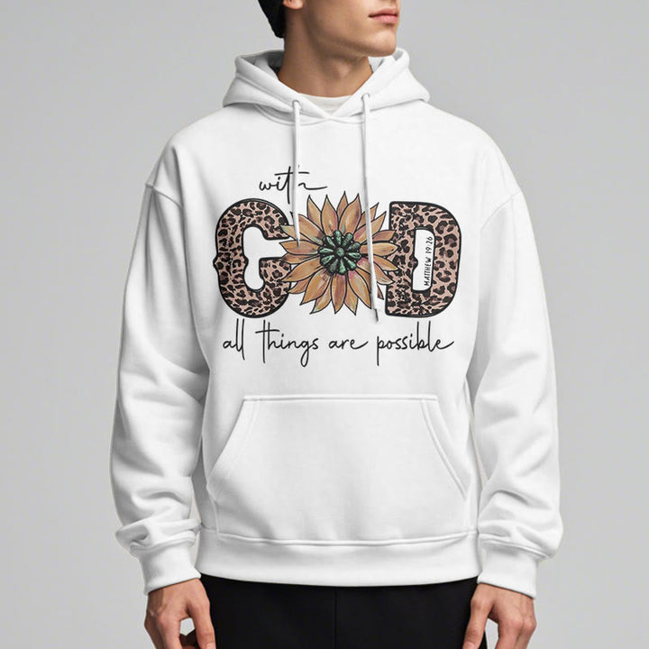 Christianartworkshop Zitat-Stil Mit Gott sind alle Dinge möglich Fleece-gefütterter Polyester-Kapuzenpullover