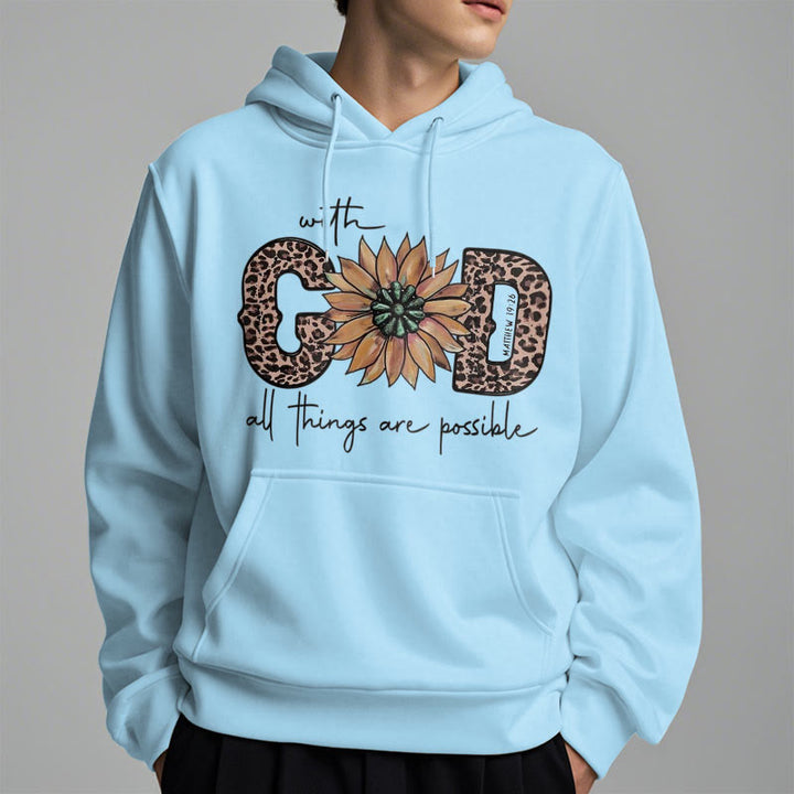 Christianartworkshop Zitat-Stil Mit Gott sind alle Dinge möglich Fleece-gefütterter Polyester-Kapuzenpullover