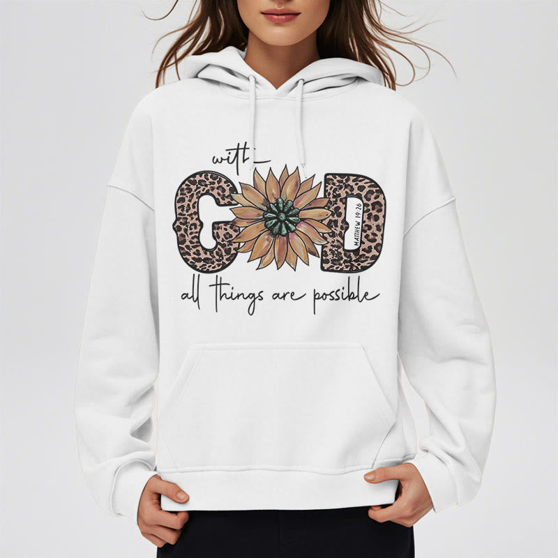 Christianartworkshop Zitat-Stil Mit Gott sind alle Dinge möglich Fleece-gefütterter Polyester-Kapuzenpullover
