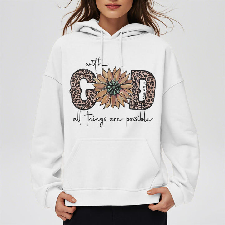 Christianartworkshop Zitat-Stil Mit Gott sind alle Dinge möglich Fleece-gefütterter Polyester-Kapuzenpullover