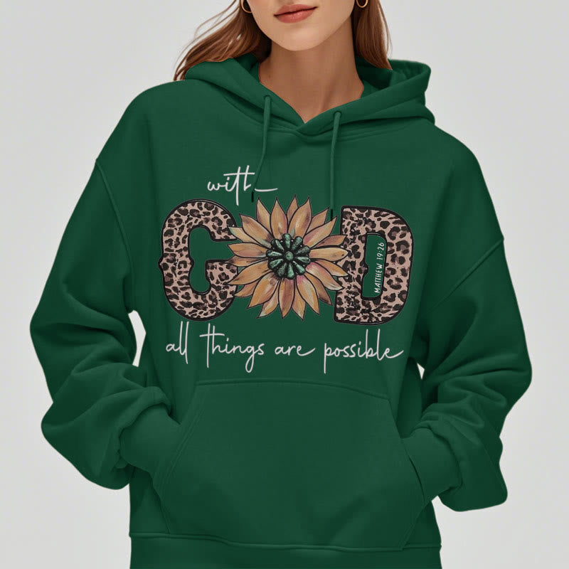 Christianartworkshop Zitat-Stil Mit Gott sind alle Dinge möglich Fleece-gefütterter Polyester-Kapuzenpullover