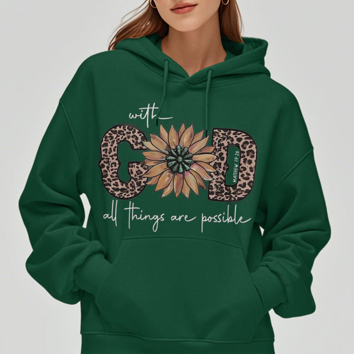 Christianartworkshop Zitat-Stil Mit Gott sind alle Dinge möglich Fleece-gefütterter Polyester-Kapuzenpullover