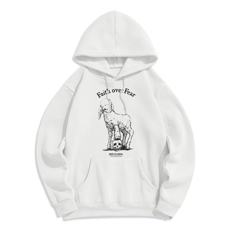 Christianartworkshop Zitat-Stil „Faith Over Fear“ – Kapuzenpullover aus Polyester mit Lammfellfutter
