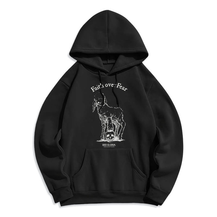 Christianartworkshop Zitat-Stil „Faith Over Fear“ – Kapuzenpullover aus Polyester mit Lammfellfutter