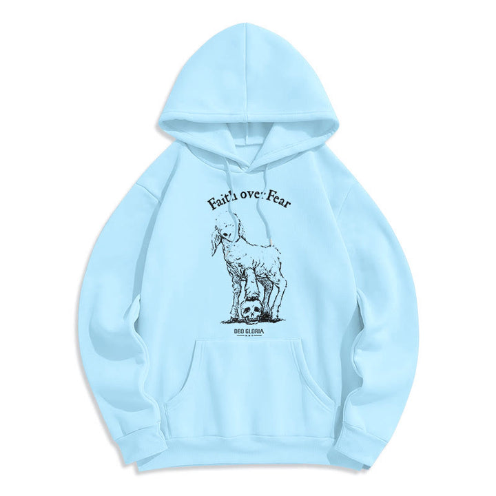 Christianartworkshop Zitat-Stil „Faith Over Fear“ – Kapuzenpullover aus Polyester mit Lammfellfutter