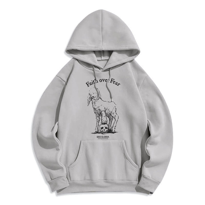 Christianartworkshop Zitat-Stil „Faith Over Fear“ – Kapuzenpullover aus Polyester mit Lammfellfutter