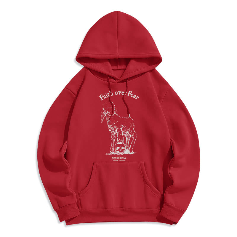 Christianartworkshop Zitat-Stil „Faith Over Fear“ – Kapuzenpullover aus Polyester mit Lammfellfutter