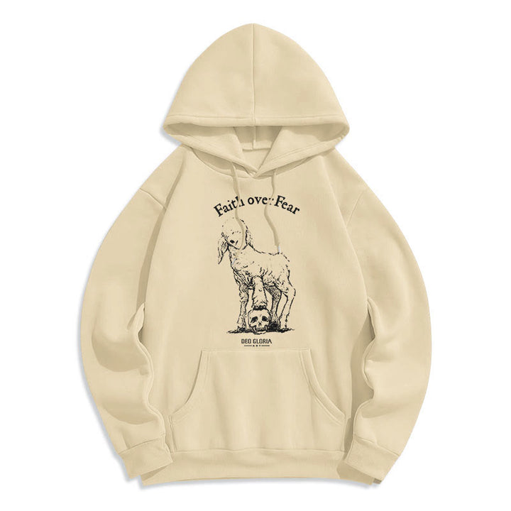 Christianartworkshop Zitat-Stil „Faith Over Fear“ – Kapuzenpullover aus Polyester mit Lammfellfutter