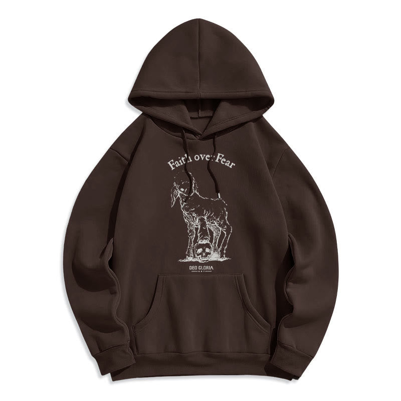 Christianartworkshop Zitat-Stil „Faith Over Fear“ – Kapuzenpullover aus Polyester mit Lammfellfutter