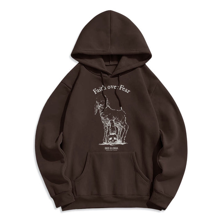 Christianartworkshop Zitat-Stil „Faith Over Fear“ – Kapuzenpullover aus Polyester mit Lammfellfutter