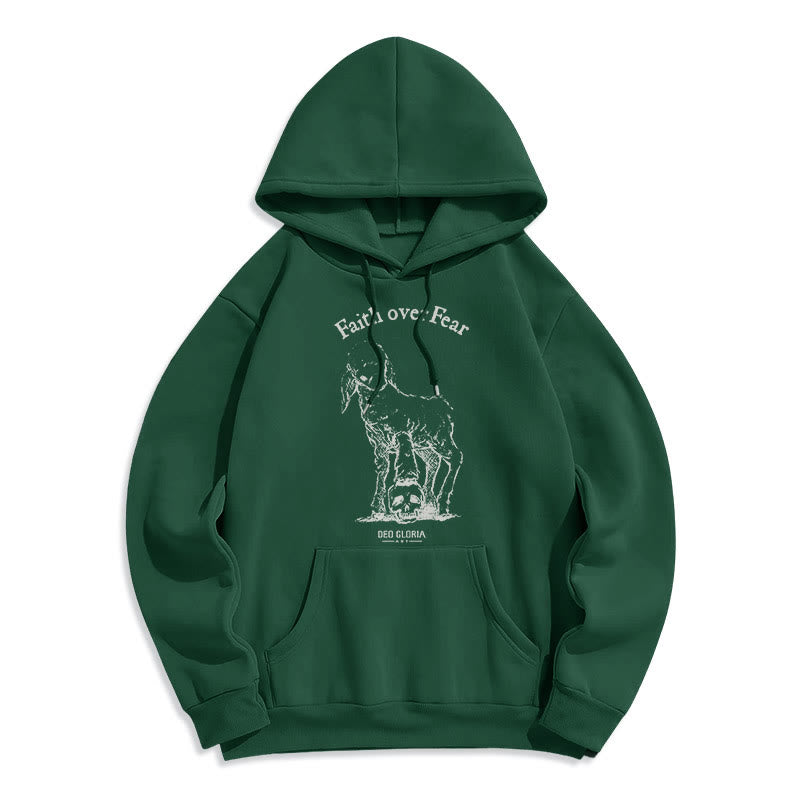 Christianartworkshop Zitat-Stil „Faith Over Fear“ – Kapuzenpullover aus Polyester mit Lammfellfutter