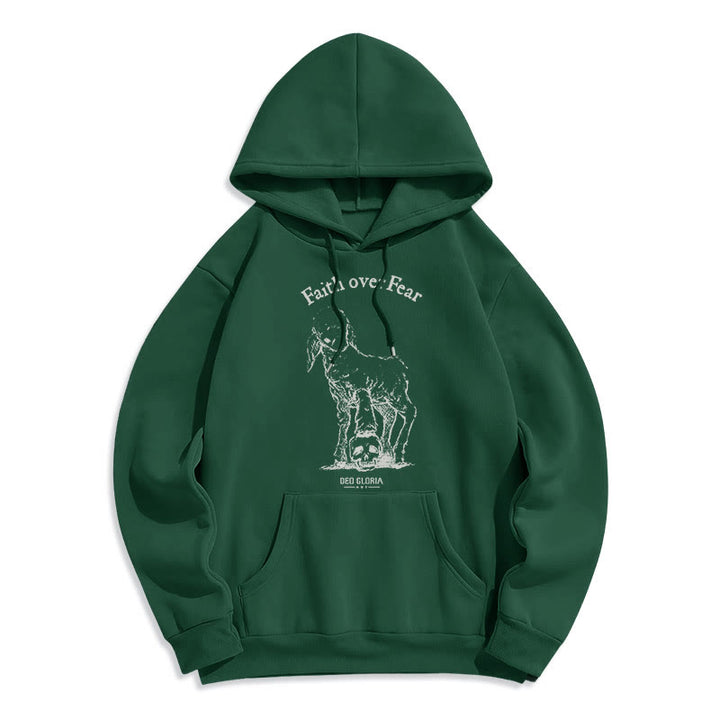 Christianartworkshop Zitat-Stil „Faith Over Fear“ – Kapuzenpullover aus Polyester mit Lammfellfutter