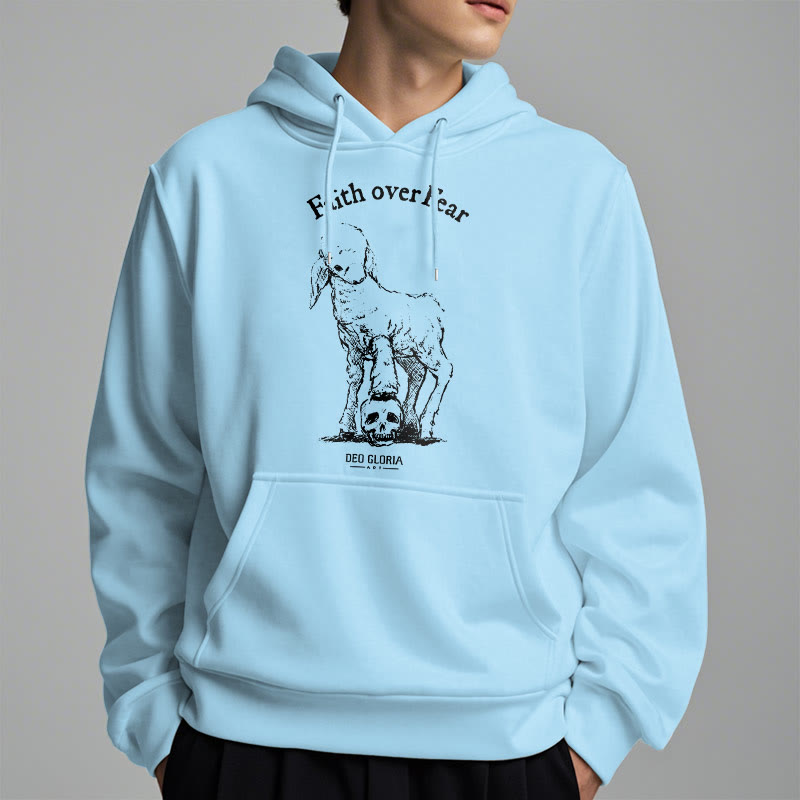 Christianartworkshop Zitat-Stil „Faith Over Fear“ – Kapuzenpullover aus Polyester mit Lammfellfutter