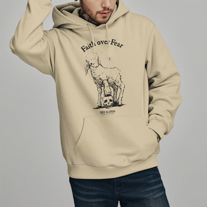 Christianartworkshop Zitat-Stil „Faith Over Fear“ – Kapuzenpullover aus Polyester mit Lammfellfutter