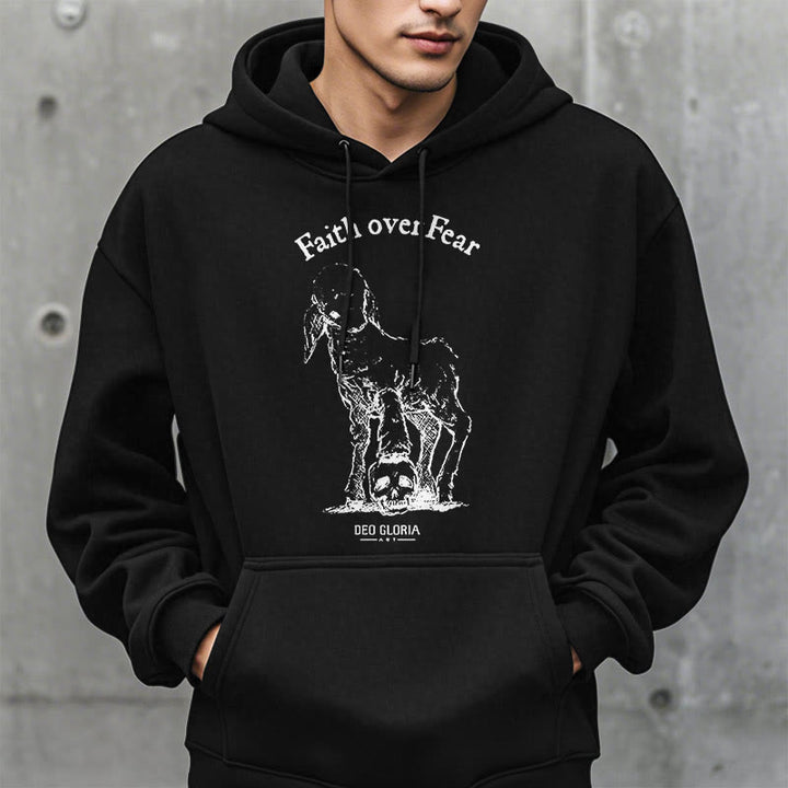 Christianartworkshop Zitat-Stil „Faith Over Fear“ – Kapuzenpullover aus Polyester mit Lammfellfutter