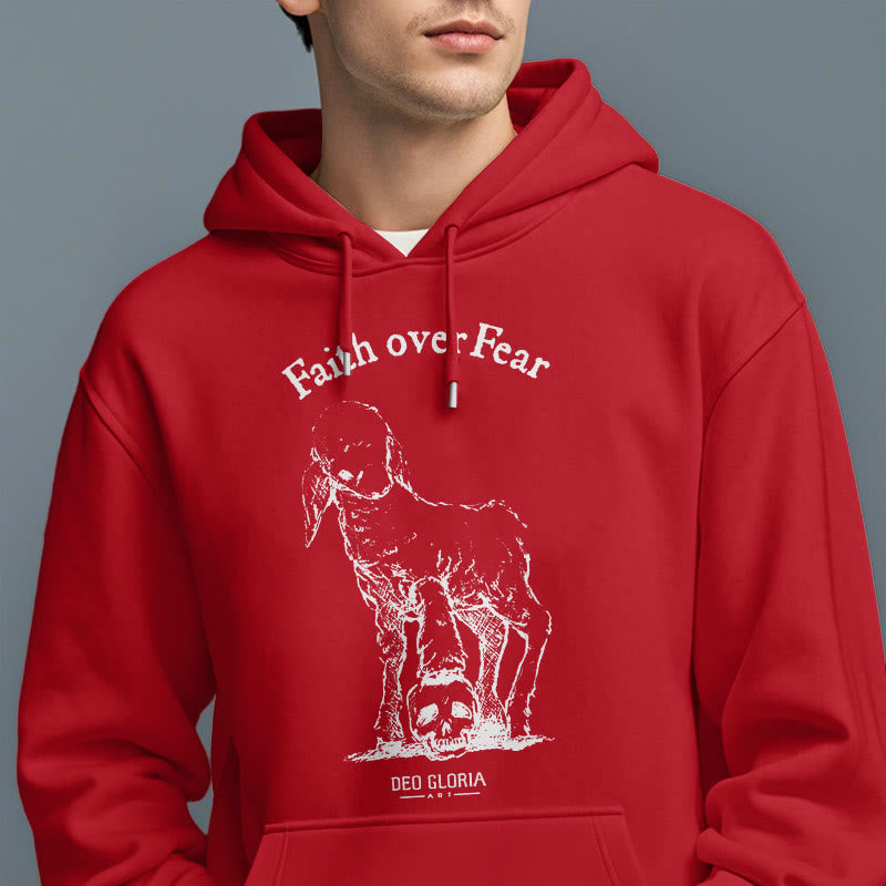 Christianartworkshop Zitat-Stil „Faith Over Fear“ – Kapuzenpullover aus Polyester mit Lammfellfutter