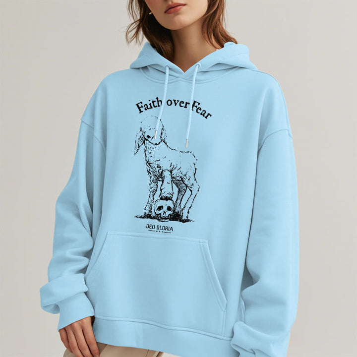 Christianartworkshop Zitat-Stil „Faith Over Fear“ – Kapuzenpullover aus Polyester mit Lammfellfutter