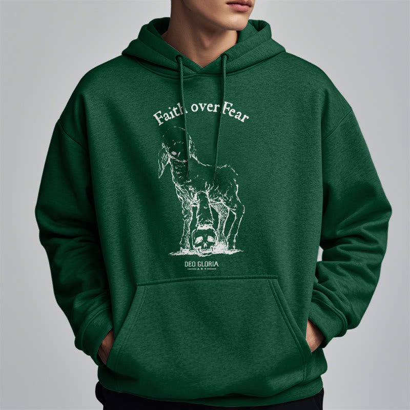 Christianartworkshop Zitat-Stil „Faith Over Fear“ – Kapuzenpullover aus Polyester mit Lammfellfutter