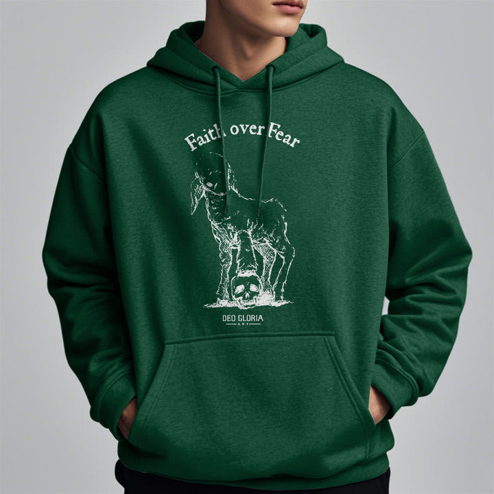 Christianartworkshop Zitat-Stil „Faith Over Fear“ – Kapuzenpullover aus Polyester mit Lammfellfutter