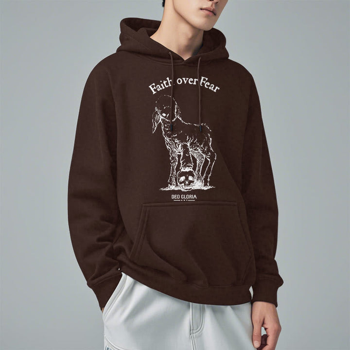 Christianartworkshop Zitat-Stil „Faith Over Fear“ – Kapuzenpullover aus Polyester mit Lammfellfutter