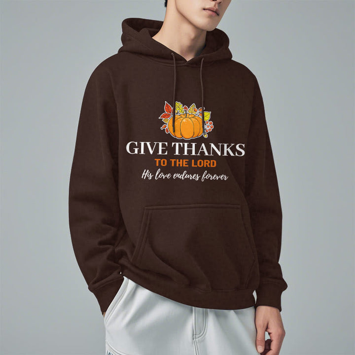 Christianartworkshop Moderner Stil „Give Thanks to the Lord“ – Kürbis-Kapuzenpullover aus Polyester mit Fleecefutter - image 2