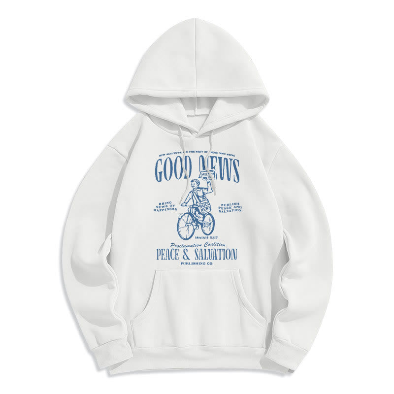Christianartworkshop Zitatstil Gute Nachricht Jesaja 52:7 Fleecegefütterter Polyester-Hoodie - Weiß - 2XL - image 0