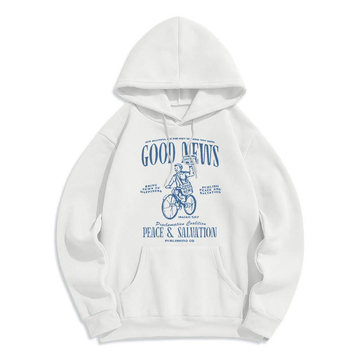 Christianartworkshop Zitatstil Gute Nachricht Jesaja 52:7 Fleecegefütterter Polyester-Hoodie - Weiß - 2XL - image 0