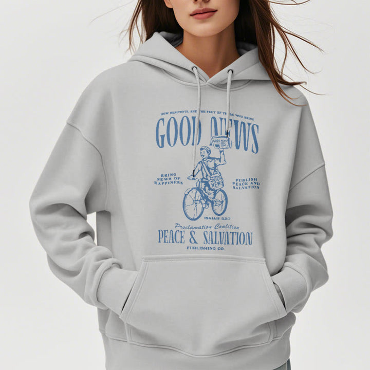 Christianartworkshop Kapuzenpullover aus Polyester mit Fleecefutter, Motiv: Gute Nachricht, Jesaja 52:7
