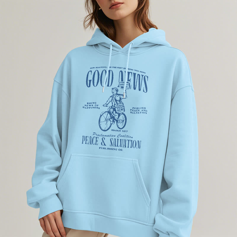 Christianartworkshop Kapuzenpullover aus Polyester mit Fleecefutter, Motiv: Gute Nachricht, Jesaja 52:7