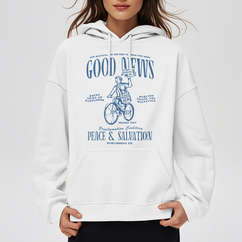 Christianartworkshop Kapuzenpullover aus Polyester mit Fleecefutter, Motiv: Gute Nachricht, Jesaja 52:7