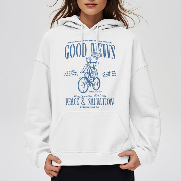 Christianartworkshop Kapuzenpullover aus Polyester mit Fleecefutter, Motiv: Gute Nachricht, Jesaja 52:7