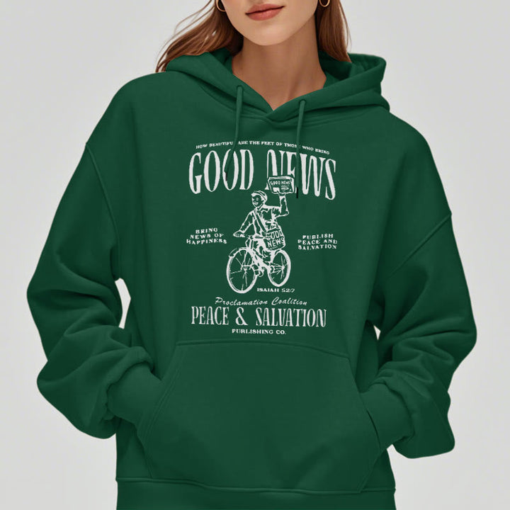 Christianartworkshop Kapuzenpullover aus Polyester mit Fleecefutter, Motiv: Gute Nachricht, Jesaja 52:7