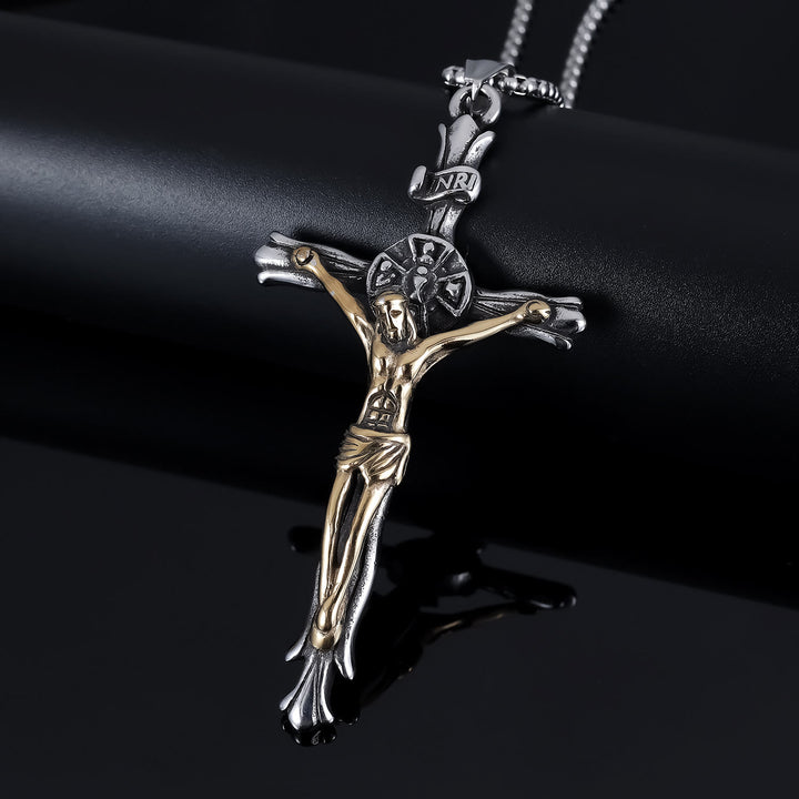 Christianartworkshop Halskette im klassischen Stil mit INRI-Plakette, Kruzifix, Kreuz, Jesus, Heiliger Glaube