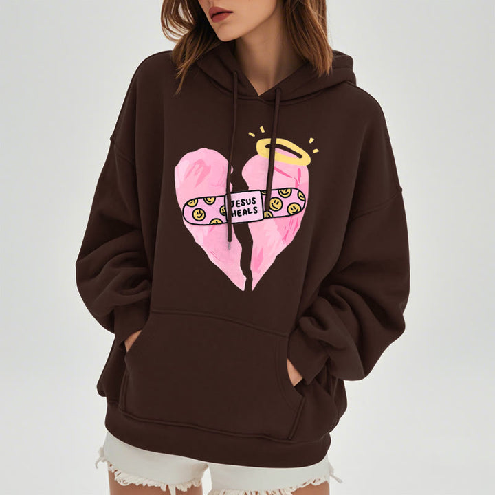 Christianartworkshop Farbiger Hoodie „Jesus heilt gebrochene Herzen“ aus gefüttertem Polyester - image 17