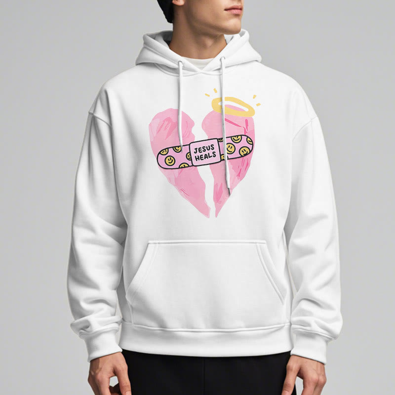 Christianartworkshop Farbiger Hoodie „Jesus heilt gebrochene Herzen“ aus gefüttertem Polyester - image 2