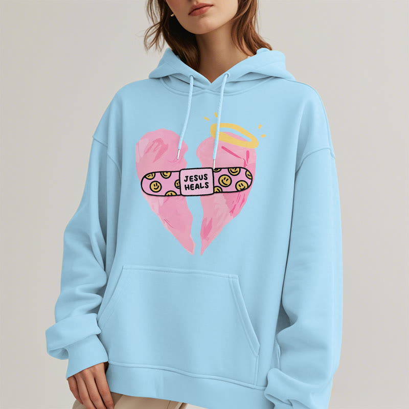 Christianartworkshop Farbiger Hoodie „Jesus heilt gebrochene Herzen“ aus gefüttertem Polyester - image 27