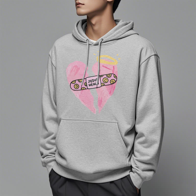 Christianartworkshop Farbiger Hoodie „Jesus heilt gebrochene Herzen“ aus gefüttertem Polyester - image 32