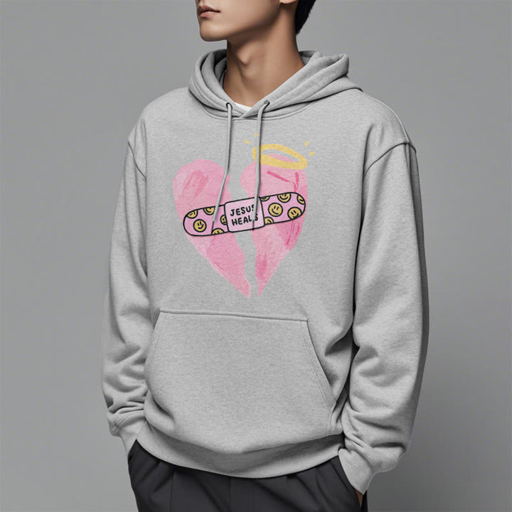 Christianartworkshop Farbiger Hoodie „Jesus heilt gebrochene Herzen“ aus gefüttertem Polyester - image 32