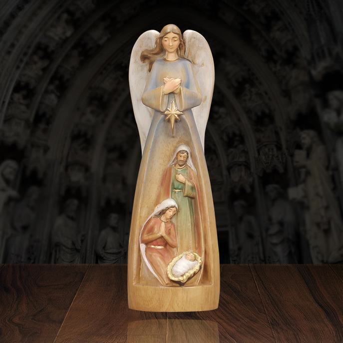 Christianartworkshop Krippenfigur, Engelsstatue, Holz, Schreibtischdekoration, Ornament, im klassischen Stil