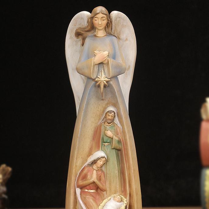 Christianartworkshop Krippenfigur, Engelsstatue, Holz, Schreibtischdekoration, Ornament, im klassischen Stil