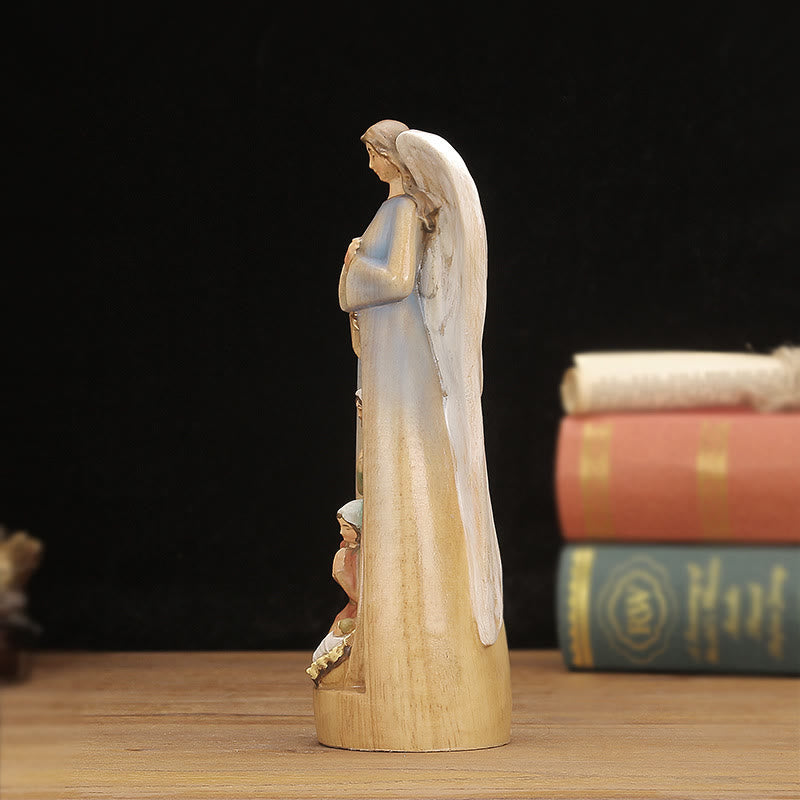 Christianartworkshop Krippenfigur, Engelsstatue, Holz, Schreibtischdekoration, Ornament, im klassischen Stil
