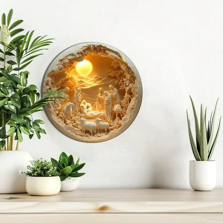 Christianartworkshop Klassischer Stil, das Lamm der Heiligen Familie, 2D-Weihnachtskrippen-Hängeornamente - image 3