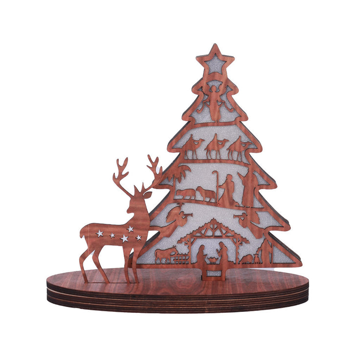 Christianartworkshop Klassischer Stil, Weihnachtskrippe mit Rentiermotiv, beleuchtete Schreibtischdekoration, Ornament - image 4