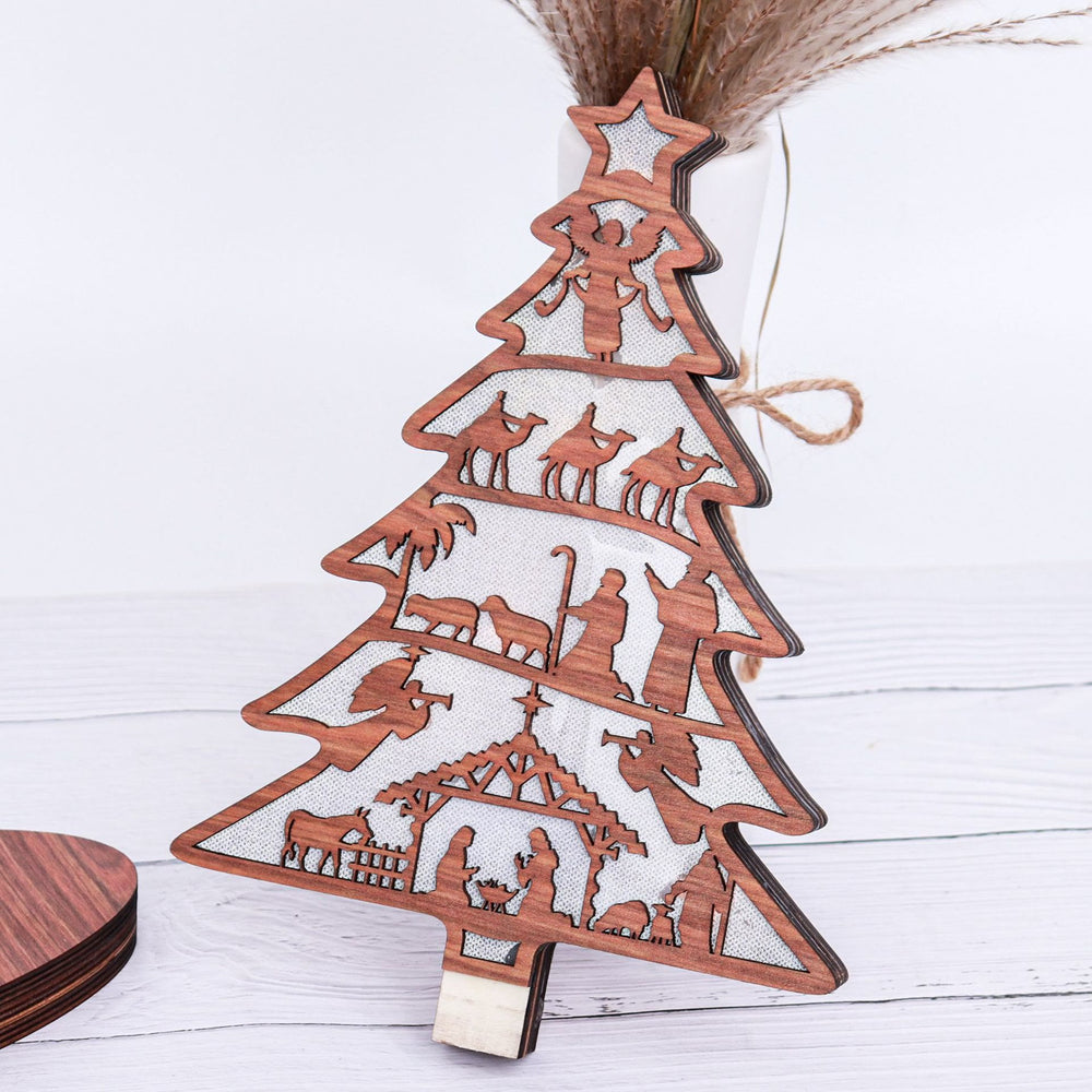 Christianartworkshop Klassischer Stil, Weihnachtskrippe mit Rentiermotiv, beleuchtete Schreibtischdekoration, Ornament - image 1