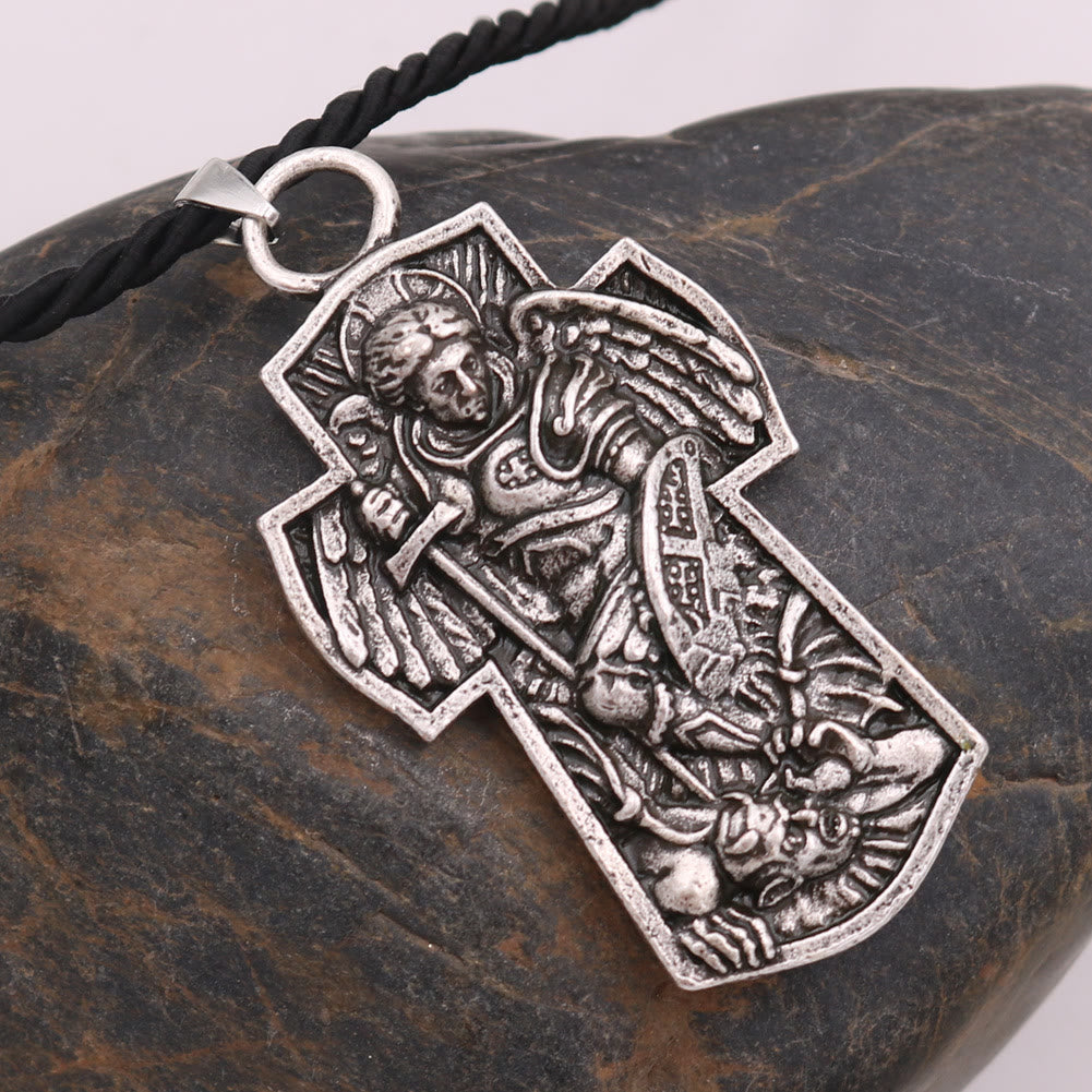 Christianartworkshop Halskette mit Anhänger aus Titan mit Medaille „Erzengel Michael, beschütze uns“