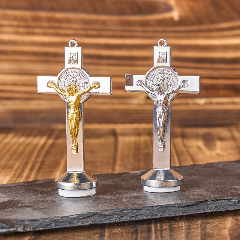 Christianartworkshop Klassisches traditionelles Benediktkreuz aus Legierung, handgefertigtes Ornament